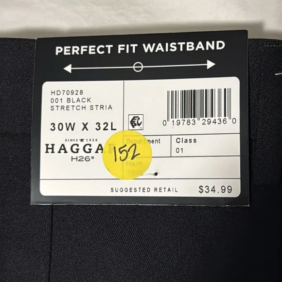 Haggar Men's Premium Stretch Straight Fit Dress Pants - Black 30x32 NWT - Picture 7 of 7